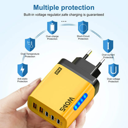 5 in 1 GaN Desktop Charger 240W Fast Charging Adapter 10A USB To TypeC Cable 3PD 2 USB Charger For IPhone 16 15pro Laptop