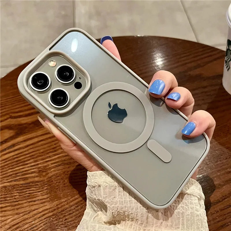 Luxury Magnetic Wireless Charge For Magsafe Case for iPhone 16 15 14 Plus 13 12 11 Pro Max Shockproof Transparent Bumper Cover