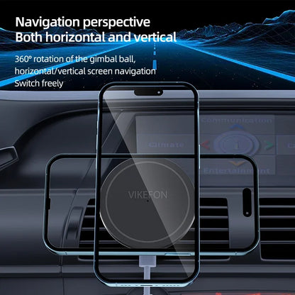 VIKEFON Magnetic Car Wireless Charger For iPhone 12 13 14 15 pro max Air Vent Car Phone Holder Stand Fast Car Charging