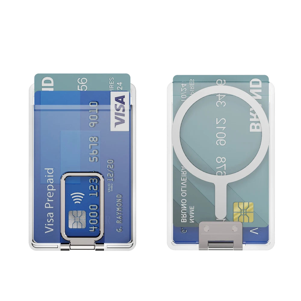 For Magsafe Wallet Magnetic Clear Case For iPhone 16 Pro Max 15 14 13 12 11 Strong Adsorption Magnet Fold Stand Slot Card Holder