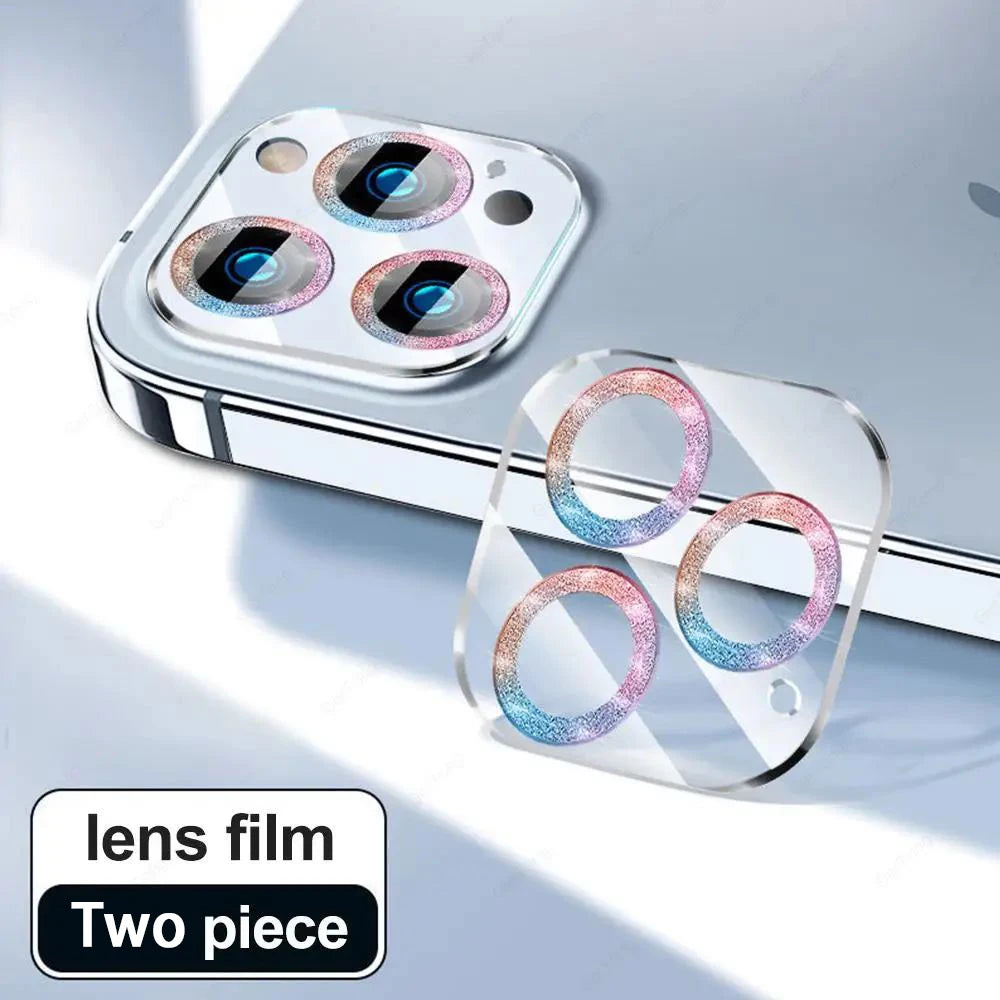2PCS Bling Glitter Diamond Camera Lens Protector For Apple Iphone 16 15 13 12 Pro Max Sreen Zia Protectors Film For iPhone14plus