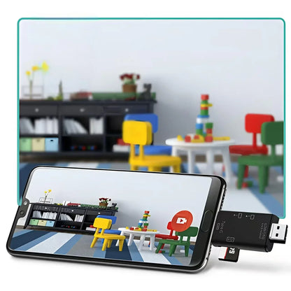 6-in-1 Type-C USB Card Reader, Flip Cover to Micro Adapter for Smartphones and Computers, USB2.0 OTG Card, with A and C Types, M