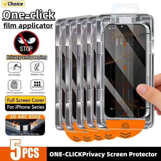 5PCS Oleophobic Coating Privacy Screen Protector For iPhone 17 Pro Max 16 14 15 12 11 13  Air 12 Mini  X Dust Free Installation