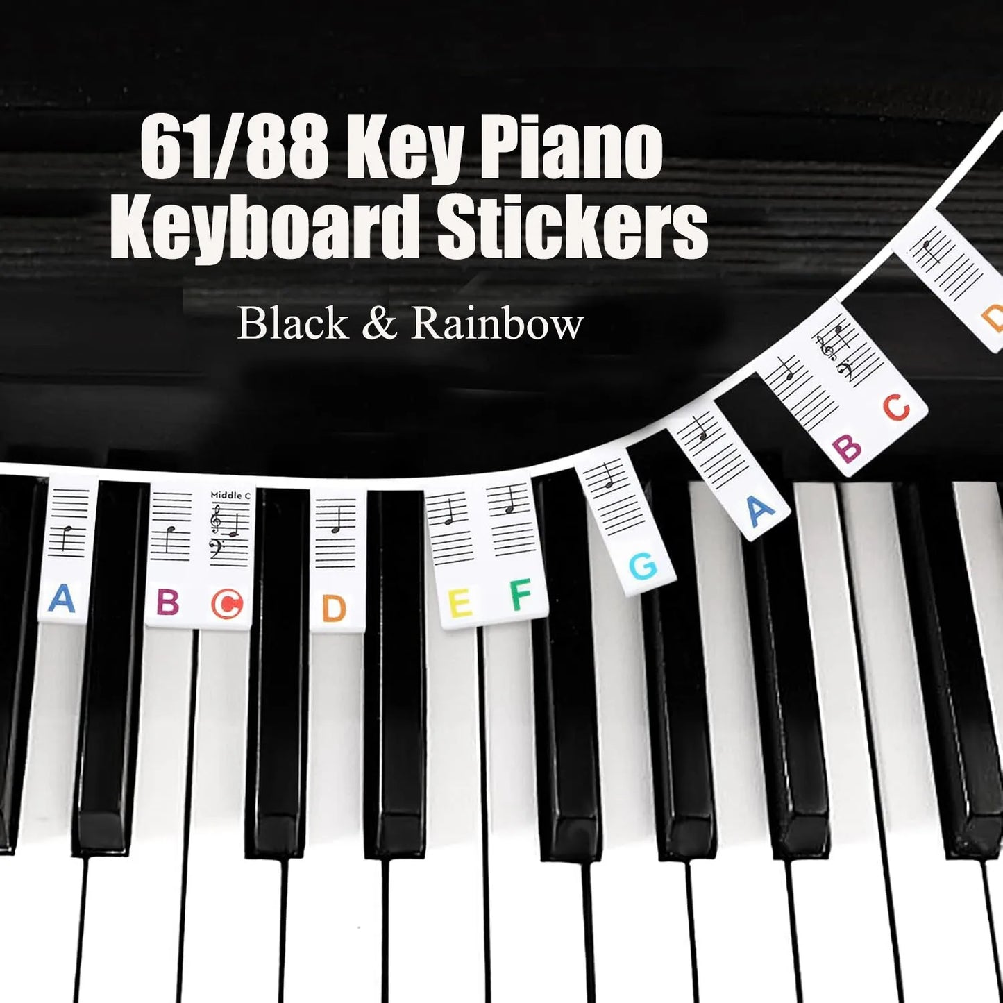 Miwayer 61/88 Keys Piano Keyboard Stickers, Removable Piano Keyboard Note Labels for Learning Piano Notes Guide for Beginner