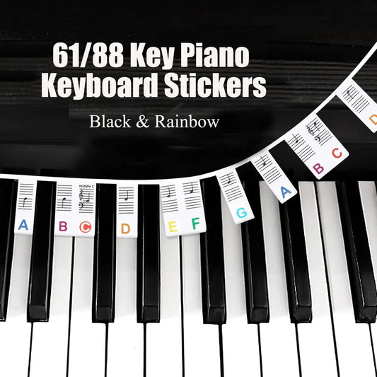 Miwayer 61/88 Keys Piano Keyboard Stickers, Removable Piano Keyboard Note Labels for Learning Piano Notes Guide for Beginner