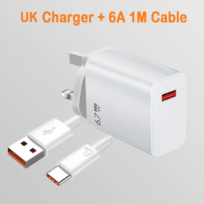 USB Charger 67W Turbo Fast Charge EU US UK Plug Adapter For Poco X6 Pro X5 F5 Mi 14 13 12s Redmi K60 K50 Mobile Phone Chargers