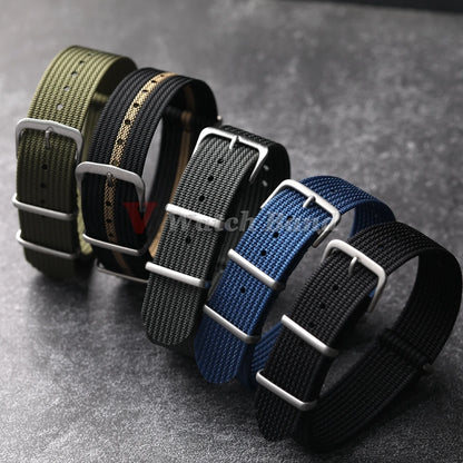 New Ribbed Nylon Watchband Nylon Watch Strap 18mm 20mm 22mm Watchband Accessories for Military Watch Band Bracelets