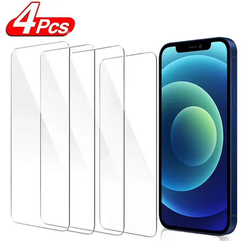 4PCS Protective Glass on For iPhone17 13 11 12 16 15 14 Pro Max screen protector Tempered Glass For iPhone 6S 7 8 Plus XR XS Max
