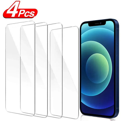 4PCS Protective Glass on For iPhone17 13 11 12 16 15 14 Pro Max screen protector Tempered Glass For iPhone 6S 7 8 Plus XR XS Max