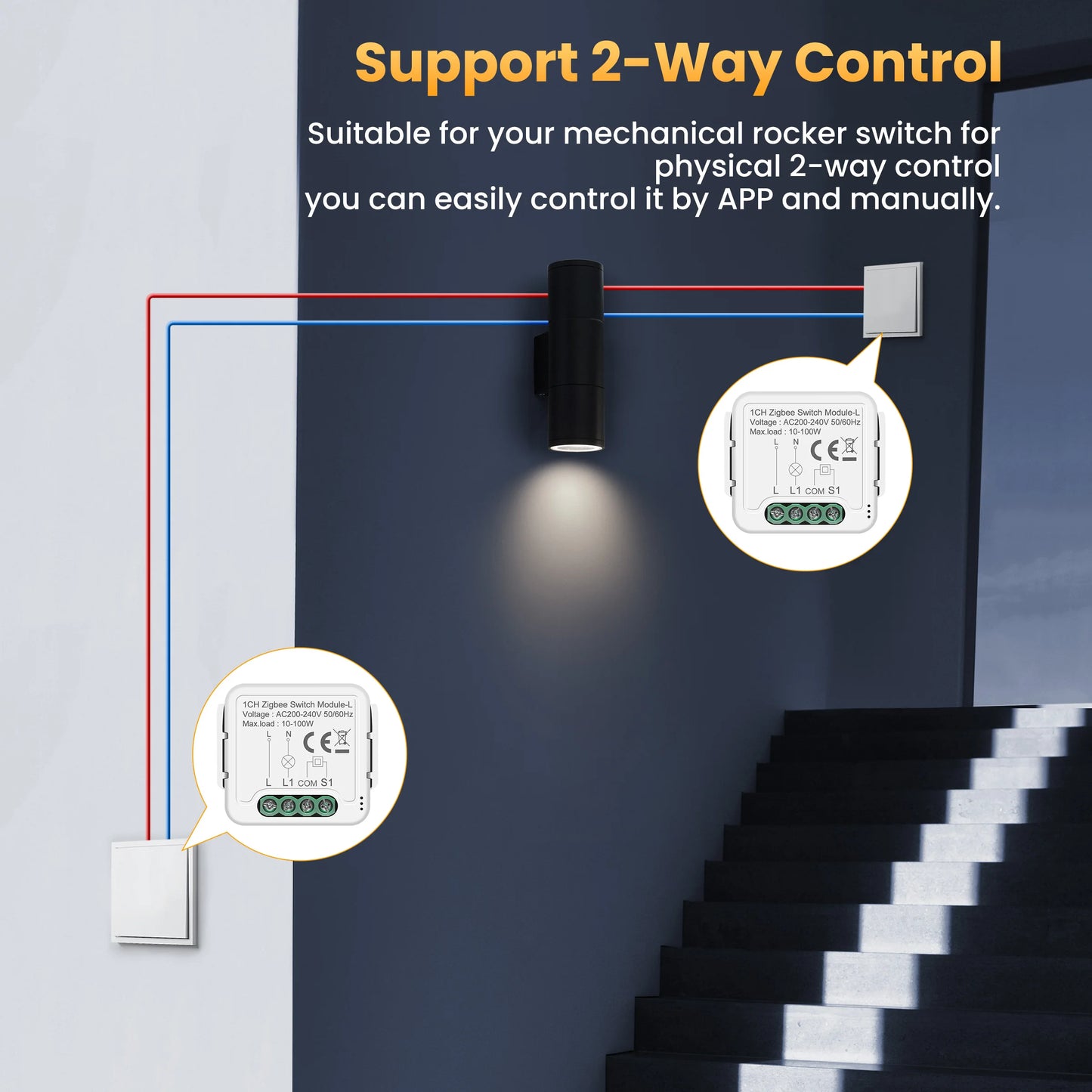 GIRIER Tuya ZigBee Smart Switch Module No Neutral Wire Required 1/2/3/4CH DIY Smart Breaker Relay Supports 2-way Control Alexa
