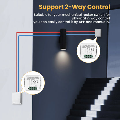 GIRIER Tuya ZigBee Smart Switch Module No Neutral Wire Required 1/2/3/4CH DIY Smart Breaker Relay Supports 2-way Control Alexa