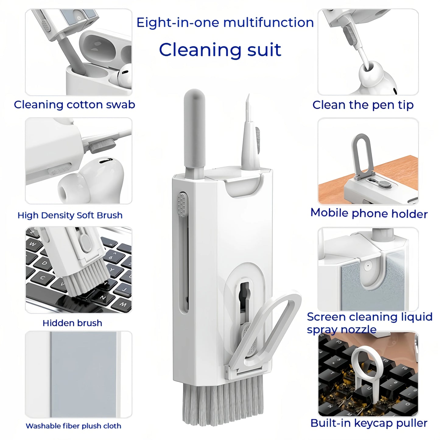2026 New 8 in 1 Electronics Cleaning Kit Keyboard Cleaner for Computer Laptop Phone AirPods Headset with Keycap Puller Tool