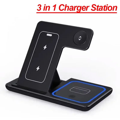 3 in 1 Foldable Wireless Charging Station for iPhone 17 16 15 14 13 12 Pro Max iWatch Ultra Airpods Pro Fast Charger Stand Dock