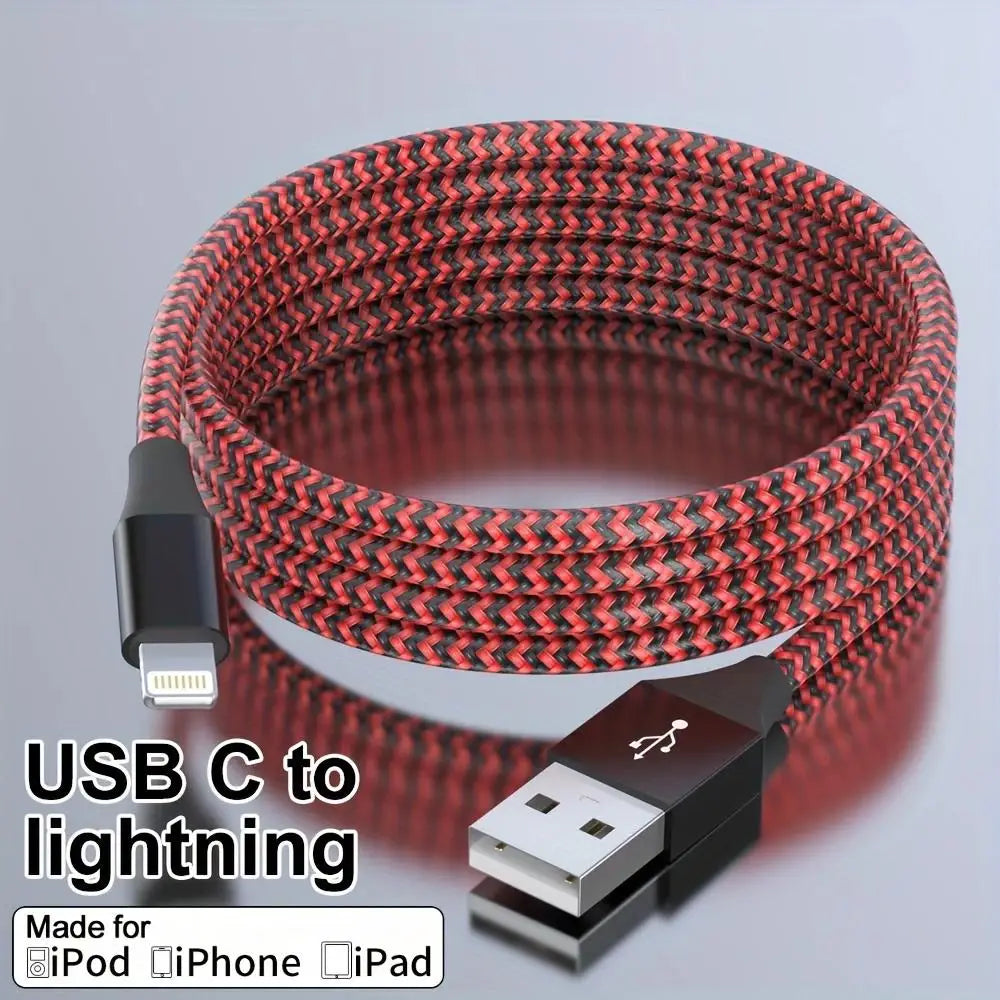 LAIHONEN Nylon Braided Lightning Cable, 3.3/6.6/10FT, 4 Colors Optional, Fast Charging Data Cord for iPhone 14 13 12 11 XS XR X