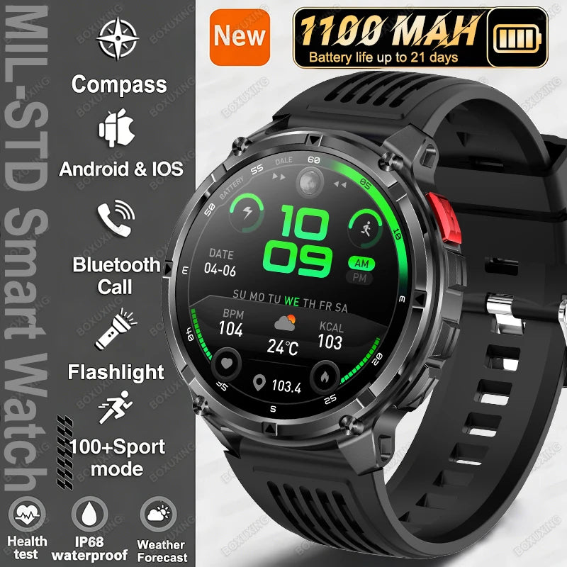 2026 New T-Rex3 Ultra Military Smart Watch 1100mAh Battery GPS Path IP68 Waterproof Sports Tracker Outdoors Compass Smartwatch