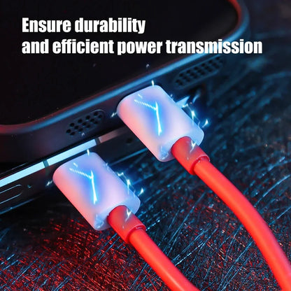65W 6A USB C to USB C Super Fast Charging Cable Quick Charger Wire Long Lasting Mobile Phone Data Cord For Oneplus 13 12 11 Pro