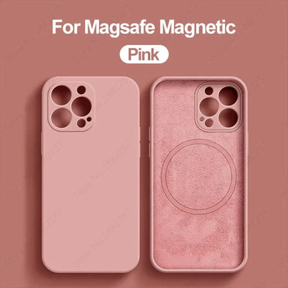 Original Liquid Silicone Magnetic Case For iPhone 11 13 12 14 15 Pro Max Plus For Magsafe Case Wireless Charge Cover Accessories