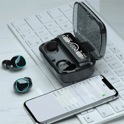 M10 TWS Bluetooth Earphones with Charging Case, 9D Stereo Sound, Waterproof Sports Headphones with Built-in Microphone