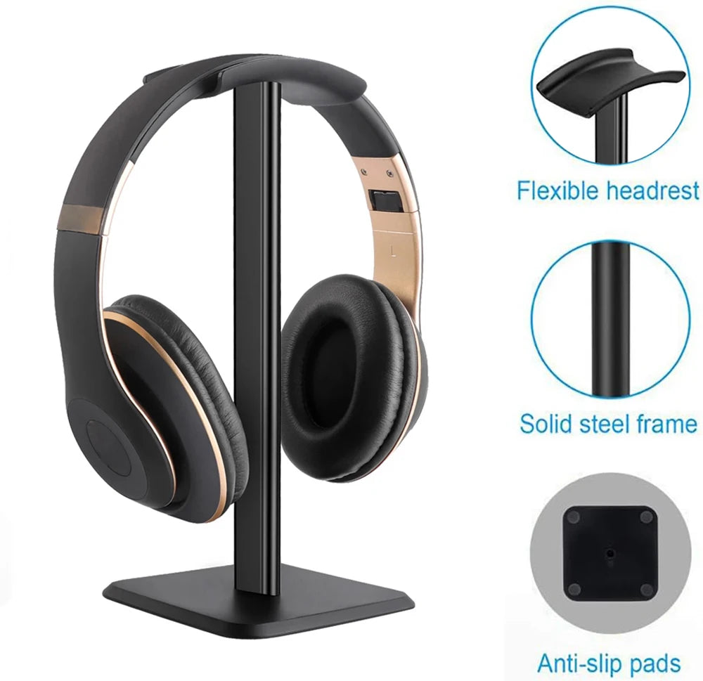 Aluminium Alloy Headphone Stand Holder Space Saving Gaming Headset Stand Rack Desktop Organizer Display Earphone Hanger Bracket