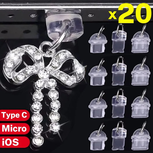 Charging Port Protector Anti-dust Plugs DIY Decoration Dust Plug for iOS Type C Micro Android Transparent Stopper Protective Cap