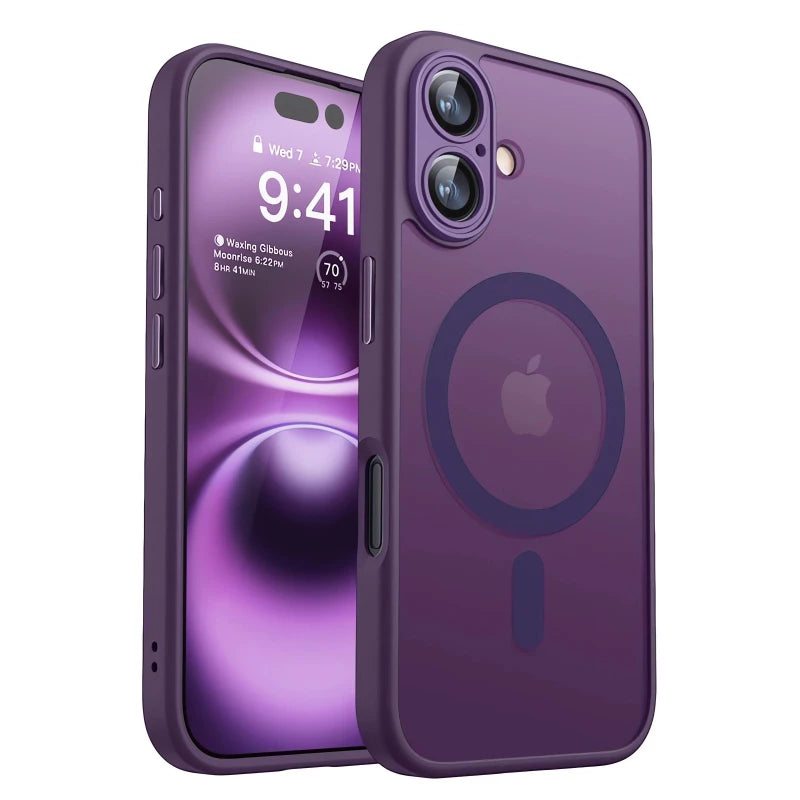 Magnetic Luxury Armor Shockproof Case For iPhone 17 Air 16 15 14 13 12 11Pro Max Magsafe Wireless Charge Matte Translucent Cover