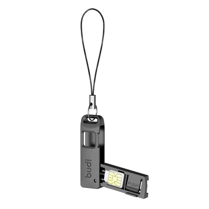 BUDI Anti-Lost Sim Card Eject Pin Needle Plastic Storage Box Mobile Phone Steel Ejector Pin SIM TF Card Tray Opener Keyring