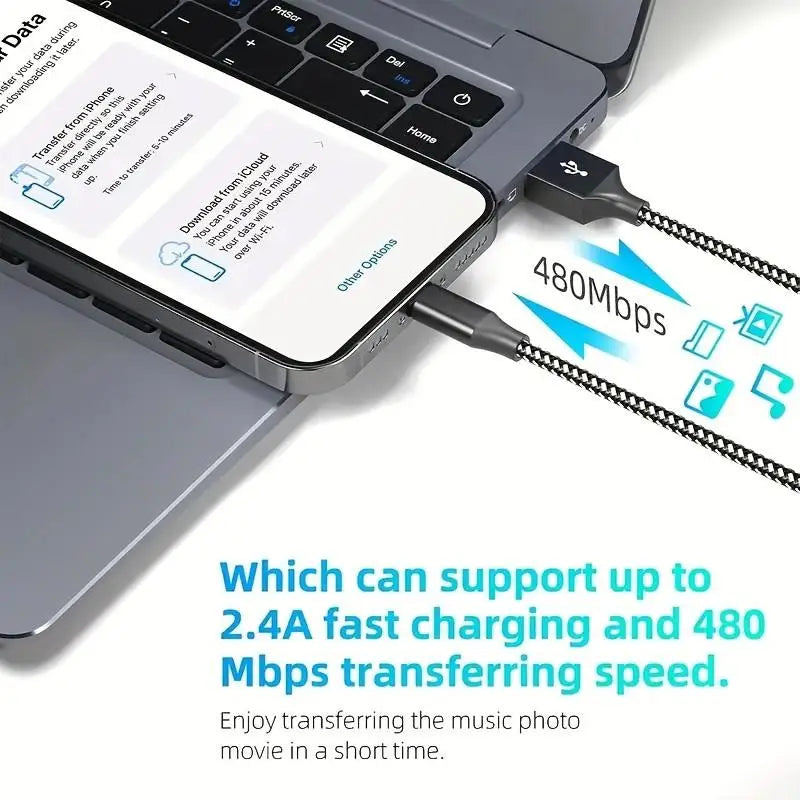 LAIHONEN Nylon Braided Lightning Cable, 3.3/6.6/10FT, 4 Colors Optional, Fast Charging Data Cord for iPhone 14 13 12 11 XS XR X