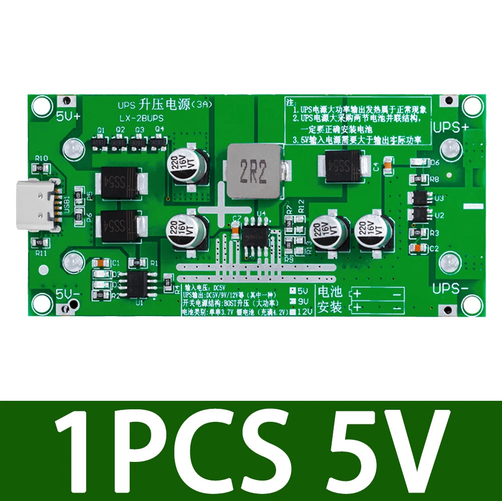 Type-C 15W 3A 18650 Lithium Battery Charger Module DC-DC Step Up Booster Fast Charge UPS Power Supply / Converter 5V 9V 12V