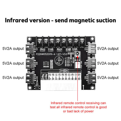 24 Pins ATX Power Supply Breakout Board and Acrylic Case Kit Module Adapter Power Connector Support 12V -12V 5V 5VSB 3.3V