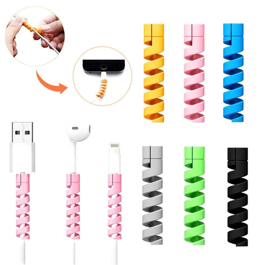 10PCS Soft Cable Protector Silicone Spiral Winder USB Charge Cable Protection For Android Phone Mouse Earphone Wire Protection