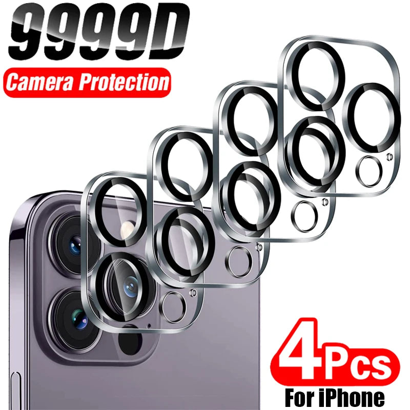 4Pcs Full Cover Protective Glass St For iPhone 11 12 13 15 Pro Max Camera Protector For iPhone 14 Mini Ultra HD Not Affect Night