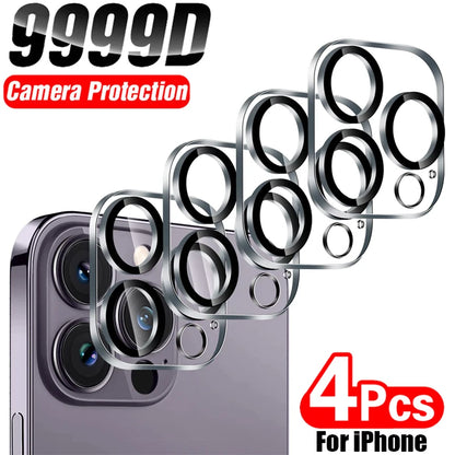 4Pcs Full Cover Protective Glass St For iPhone 11 12 13 15 Pro Max Camera Protector For iPhone 14 Mini Ultra HD Not Affect Night
