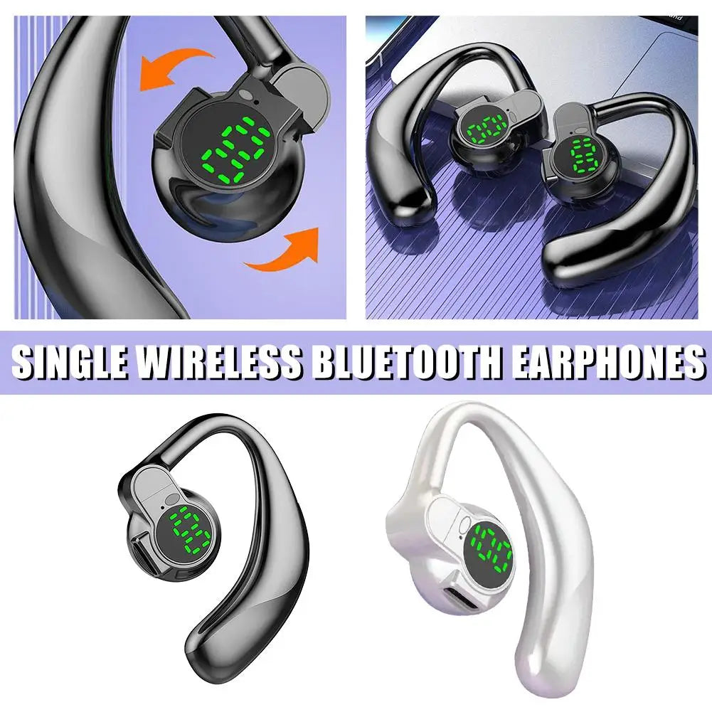 360° Rotatable Bluetooth 5.4 Earphones Single Ear Earhooks Noise Cancelling Sports Headphones  Wireless Earbud with Microphone