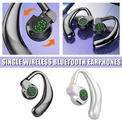 360° Rotatable Bluetooth 5.4 Earphones Single Ear Earhooks Noise Cancelling Sports Headphones  Wireless Earbud with Microphone