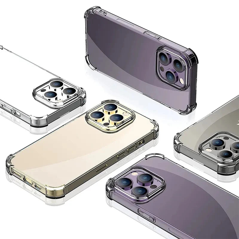 Phone Case For iPhone 17 16 15 14 13 12 11 Air Pro Max Luxury Shockproof Clear Silicone Bumper Transparent Slim Shell Back Cover