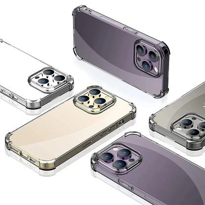 Phone Case For iPhone 17 16 15 14 13 12 11 Air Pro Max Luxury Shockproof Clear Silicone Bumper Transparent Slim Shell Back Cover
