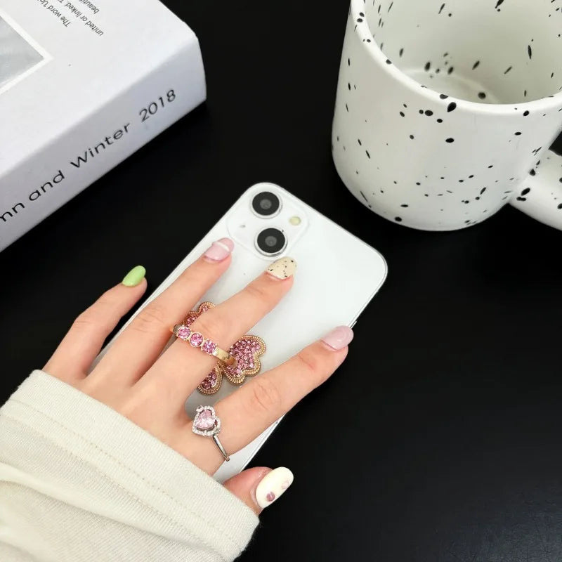 New Diamond Butterfly Finger Ring Mobile Phone Holder 360 Rotating Universal Desktop Bracket Phone Accessories