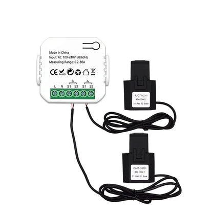 Smart ZigBee Energy Meter Bidirection 1, 2 Channel with Current Transformer Clamp App Monitor Power 80A 110V/240V 50/60Hz
