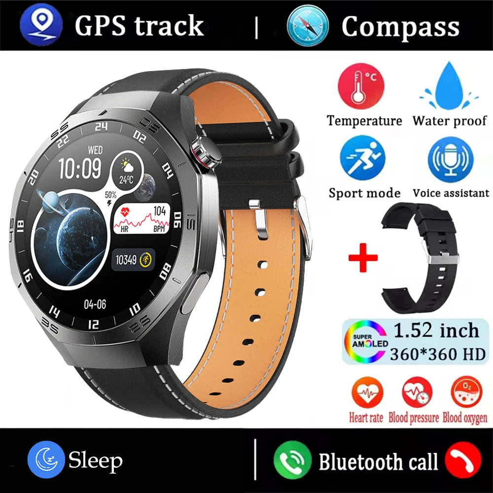 2025New For Android and ios Smart Watch Men AMOLED Screen GPS Motion trajectory Heart Rate Bluetooth Calls SmartWatch Waterproof