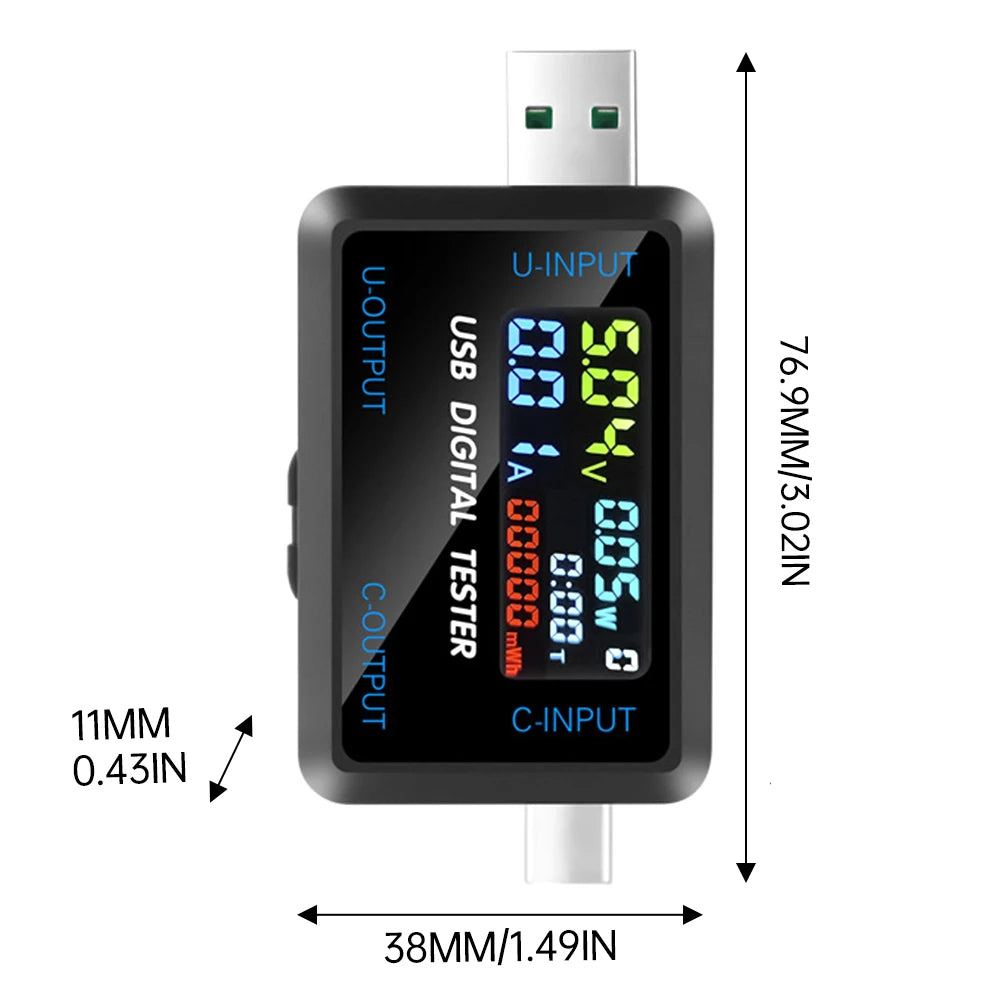 Fast Charging Tester 10 in 1 USB 4.5-36V 0-8A Voltmeter Current Voltage Meter Volt Ammeter Detector Power Bank Charger Indicator