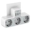 TESSAN EU Plug Power Strip with 3 AC Outlets +2 USB Ports+ 1 Type C, 6-in-1 Plug Socket Adapter Wall Charger for Home Office