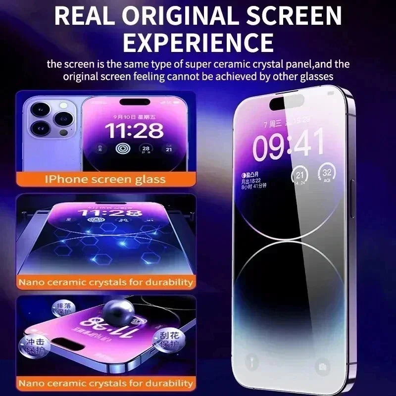 5Pcs Oleophobic Coating Dust Free Easy Installation Screen Protector for IPhone 13 11 12 14 15 16Pro Max Mini 16 15 Plus Glass