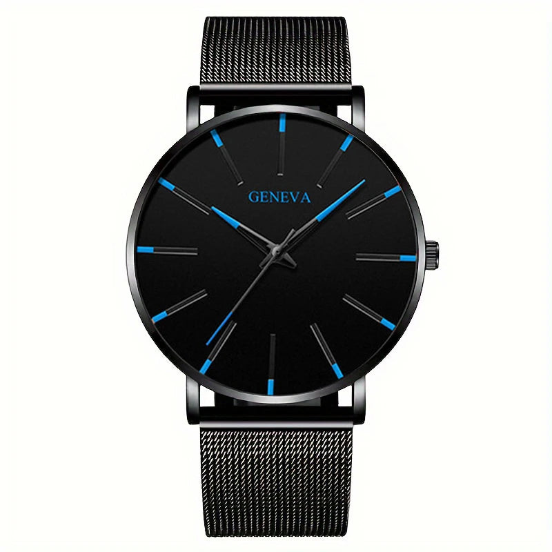 Minimalist Mens Fashion Ultra Thin Watches Simple Men Business Stainless Steel Mesh Belt Quartz Wrist Watch Relogio Masculino