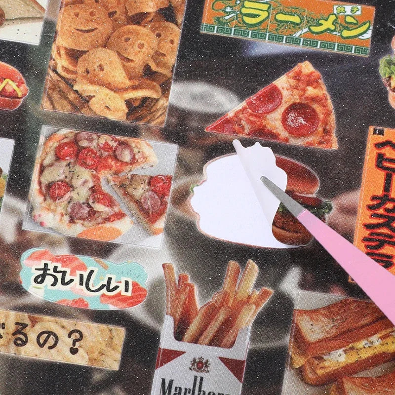 30Pcs/bag Photo Frame Envelope Phone Case Stickers Scrapbooking Journal Stickers Food Sticker Book DIY Handbook Scrapbook