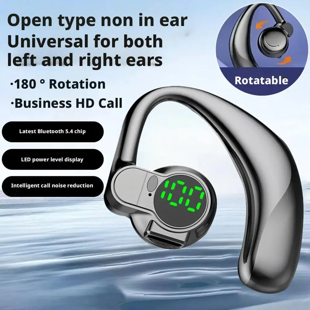360° Rotatable Bluetooth 5.4 Earphones Single Ear Earhooks Noise Cancelling Sports Headphones  Wireless Earbud with Microphone