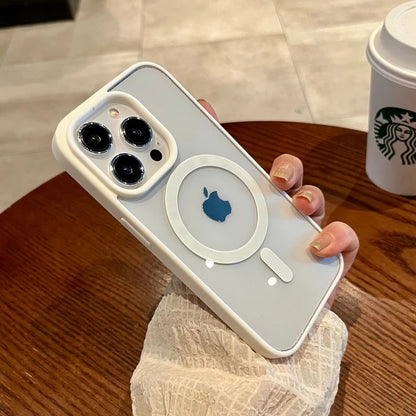 Luxury Transparent Magnetic Case For iPhone 16 15 14 13 12 11 Pro Max Plus For Magsafe Wireless Charge Shockproof Bumper Cover