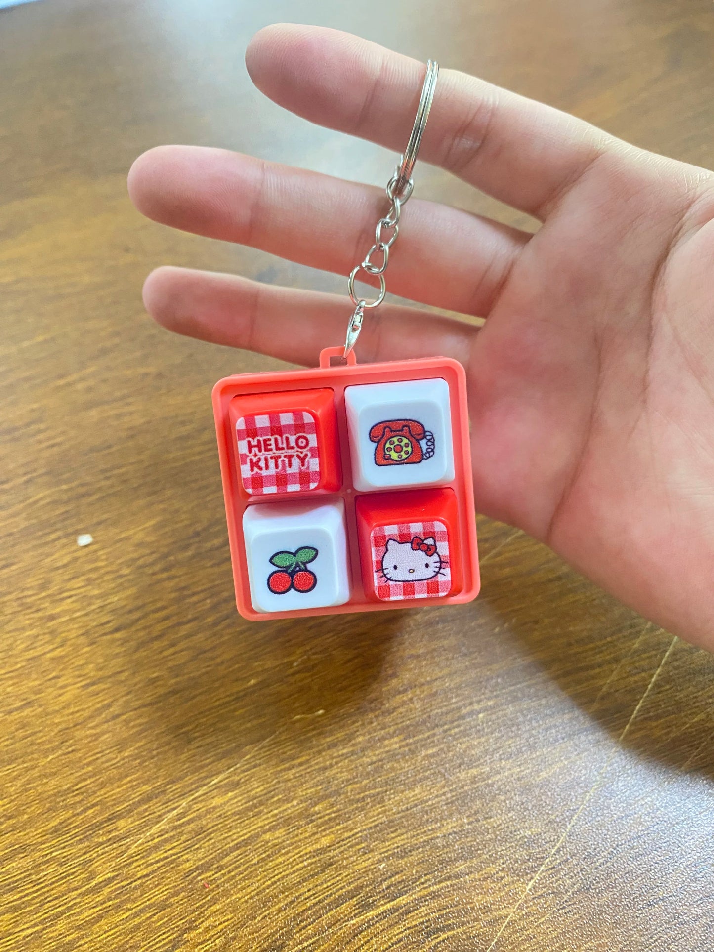 Sanrio Hello Kitty Voice Button Keyring Kt Cat Keycap Stress Relief Toy Cute Keyboard Button Squishy Desk Decor Birthday Gifts