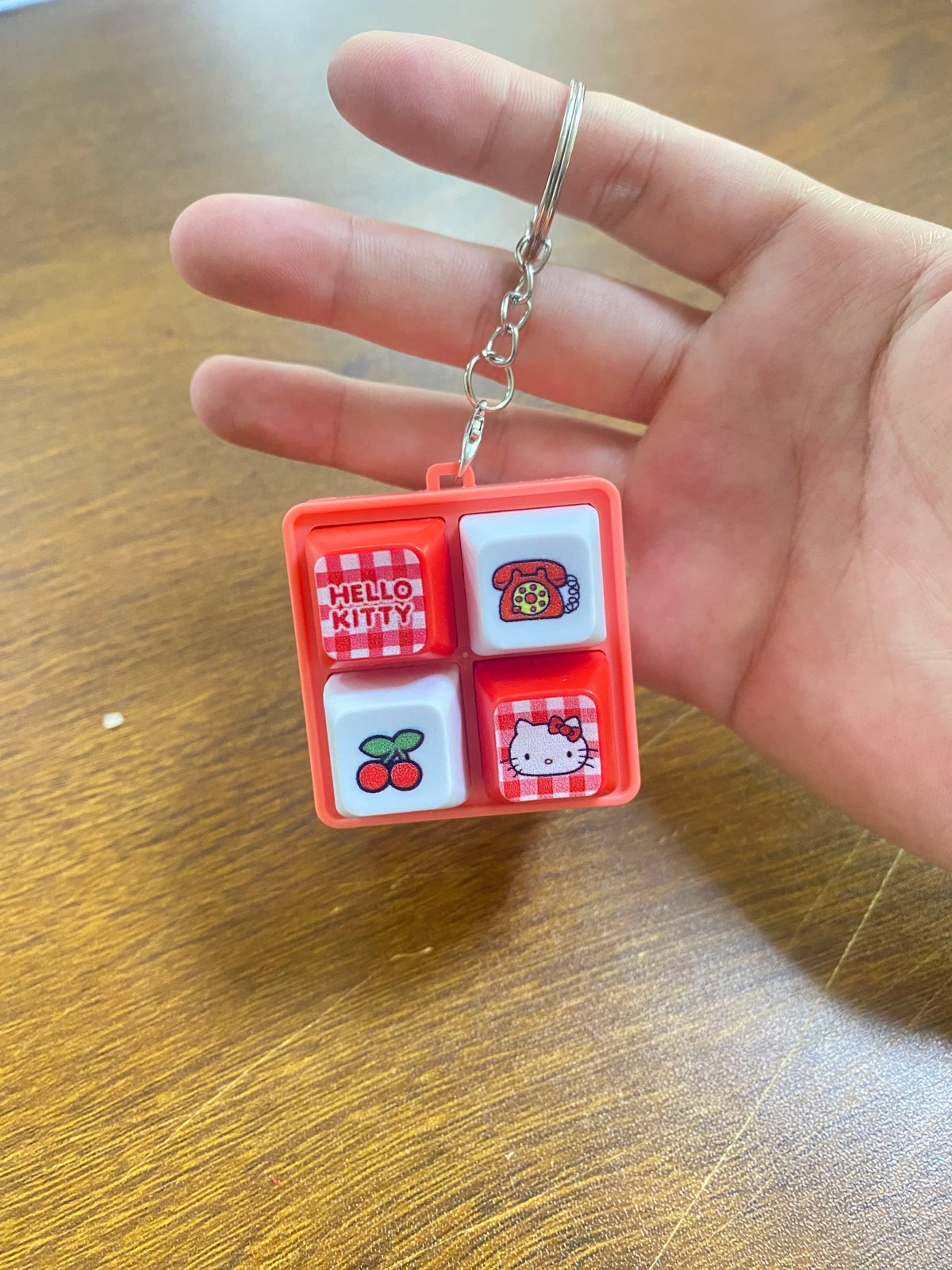 Sanrio Hello Kitty Voice Button Keyring Kt Cat Keycap Stress Relief Toy Cute Keyboard Button Squishy Desk Decor Birthday Gifts
