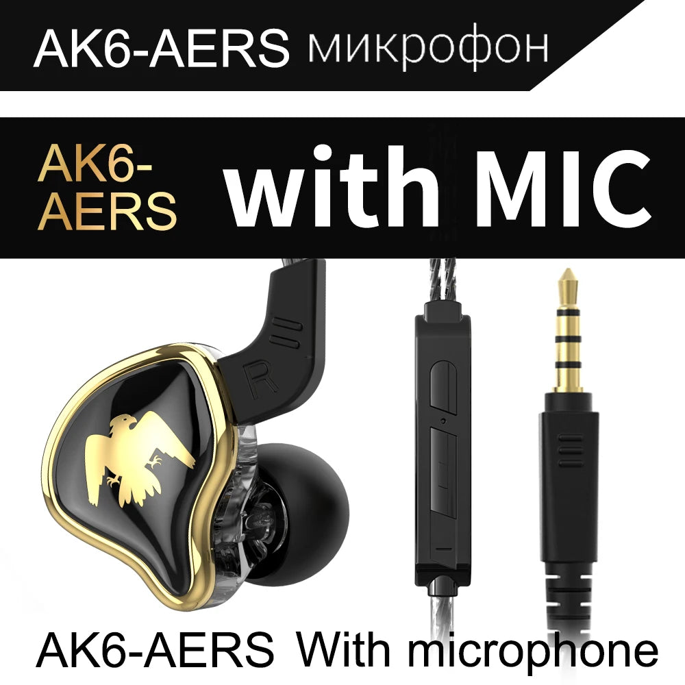 QKZ AK6/AERS/AK6 PRO Wired Headphones Dual Drive HiFi Earphone with Mic 3.5mm Sport Running Music Earbuds Bass Stereo Headset