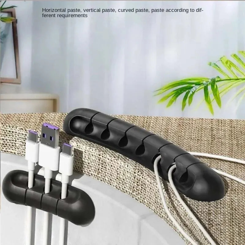 Self-Adhesive Power Cord Cord Manager Fixed Chuck Plug Mouse Cable Headset Winder Mobile Phone Data Cable Card Silicone Desktop